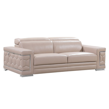 Global United 692 - Beige Genuine Italian Leather Sofa. 692-BEIGE-S