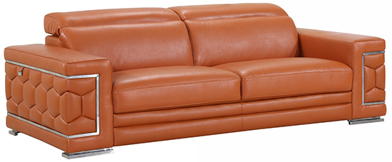Global United 692 - Genuine Italian Leather Sofa in Camel color.