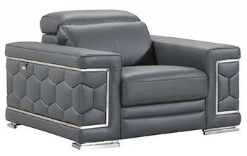 Global United 692 - Genuine Italian Leather Chair in Dark Gray color.