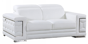 Global United 692 - Genuine Italian Leather Loveseat in White color.