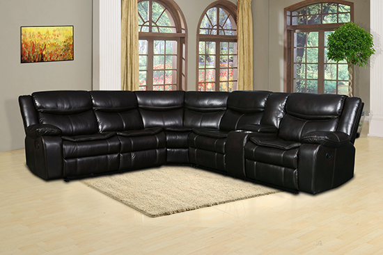 Global United 6967 Brown Leather Air Reclining Sectional. 
