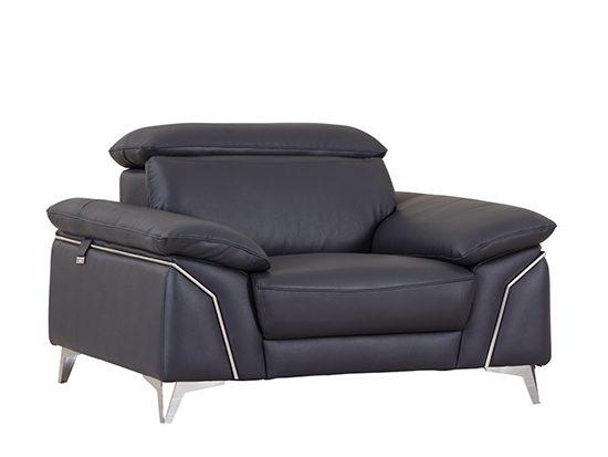 Global United 727 - Genuine Italian Leather Chair in Navy color.