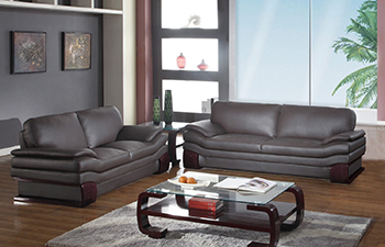 Global United Furniture 728 Leather Match 2PC Sofa Set in Brown color.