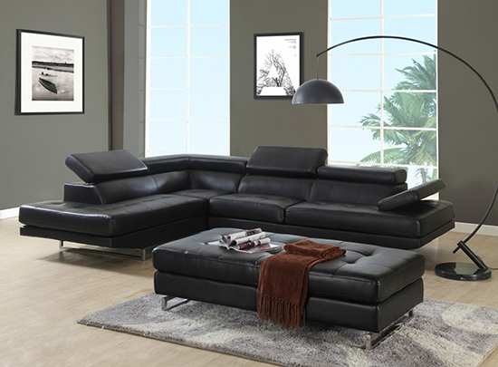 Global United 8136 - Sectional LAF in Black Color.