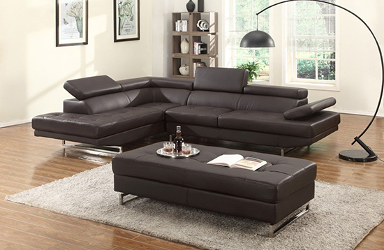 Global United 8136 - Sectional LAF in Brown Color.