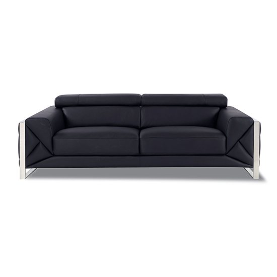 Global United 903 - Genuine Italian Leather Sofa in Black color.