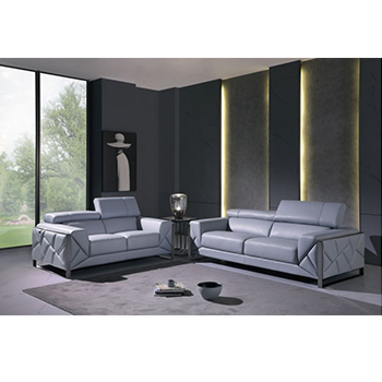 Global United 903- Genuine Italian Leather 2PC Sofa Set in Light Blue color.