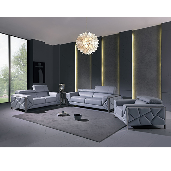 Global United 903- Genuine Italian Leather 3PC Sofa Set in Light Blue color.