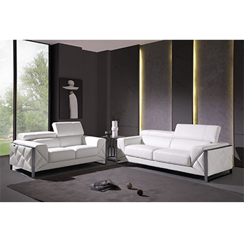 Global United 903- Genuine Italian Leather 2PC Sofa Set in White color.