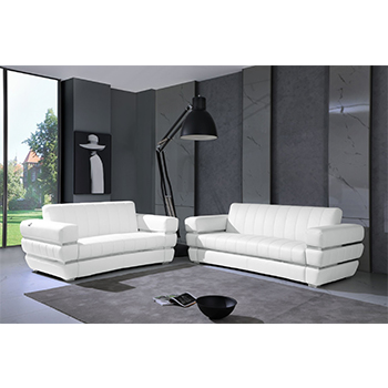 Global United 904- Genuine Italian Leather 2PC Sofa Set in White color.