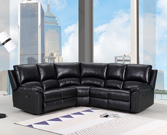 Global United 9241 - Leather Air Sectional in Black Color.