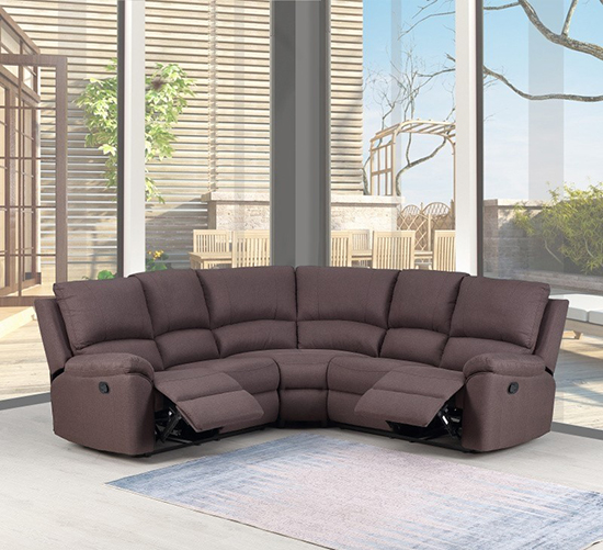 Global United 9241 - Chanille Sectional in Brown Color.