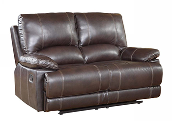 Global United 9345 - Leather Air Loveseat in Brown color.