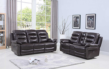 Global United 9392 - Leather Air 2PC Sofa Set in Brown color.