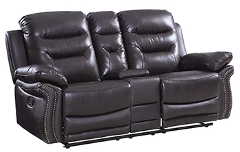 Global United 9392 - Leather Air Console Loveseat in Brown color.