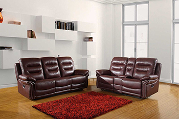 Global United 9392 - Leather Air 2PC Sofa Set with Console Loveseat in Burgundy color.