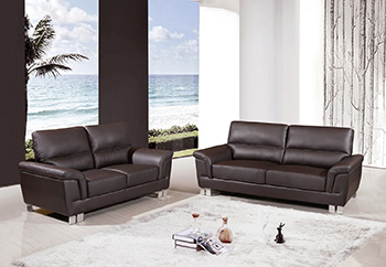 Global United Furniture 9412 Leather Gel 2PC Sofa Set in Brown color.