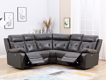 Global United 9443 - Leather Air Sectional with Power Recliners in Dark Gray Color.