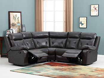 Global United 9443 - Leather Air Sectional in Dark Gray Color.
