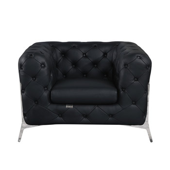 Global United 970 Genuine Italian Leather Chair in Black color.