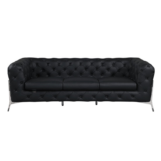 Global United 970 Genuine Italian Leather Sofa in Black color.