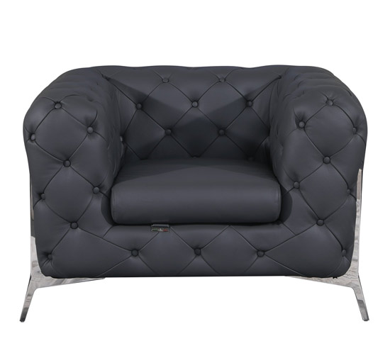 Global United 970 Genuine Italian Leather Chair in Dark Gray color.