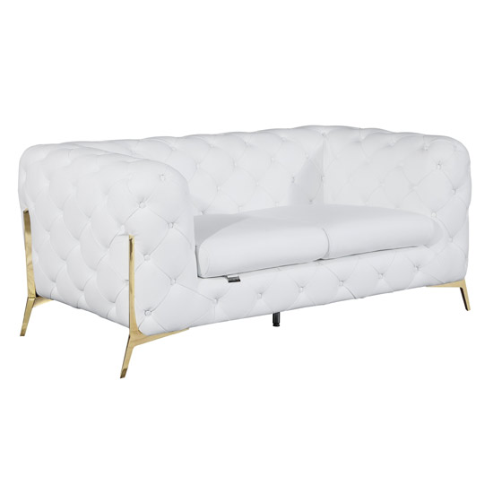  Global United 970 - Genuine Italian Leather Loveseat in White color.