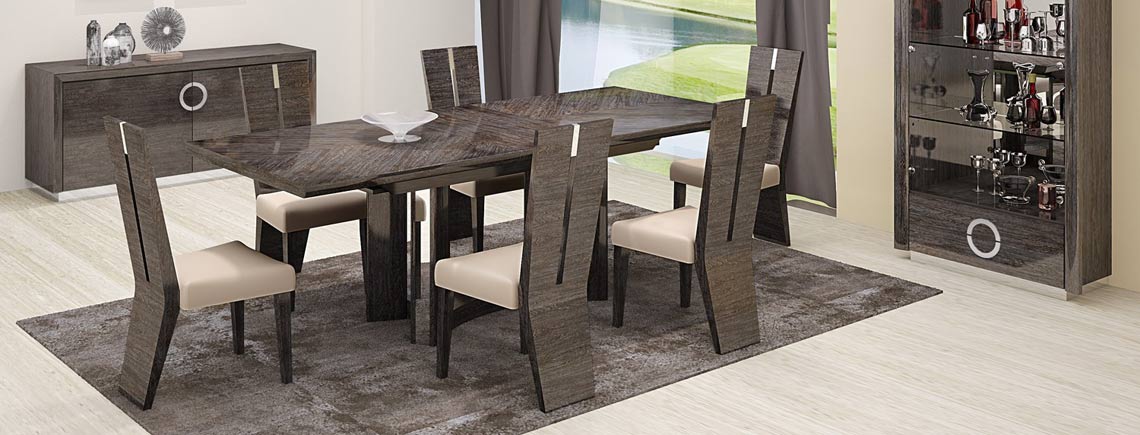 Global United D59 - Dining Table and 6 Chair Set in Gray Color