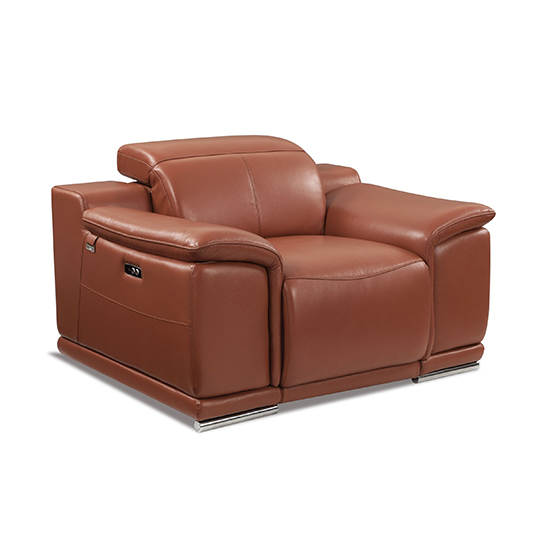 Global United 9762 - Genuine Italian Leather Power Reclining Chair in Camel color.