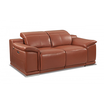 Global United 9762 - Genuine Italian Leather Power Reclining Loveseat in Camel color.
