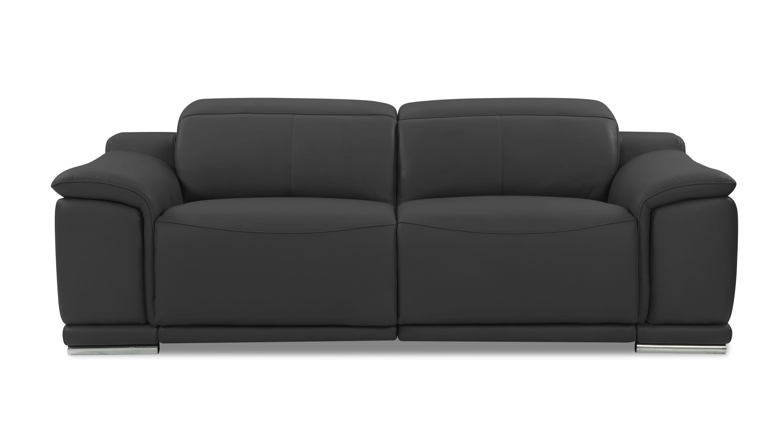 grey leather low back reclining sofa