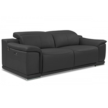 Global United 9762 - Genuine Italian Leather Power Reclining Sofa in Dark Gray color.