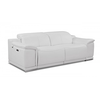 Global United 9762 - Genuine Italian Leather Power Reclining Sofa in White color.