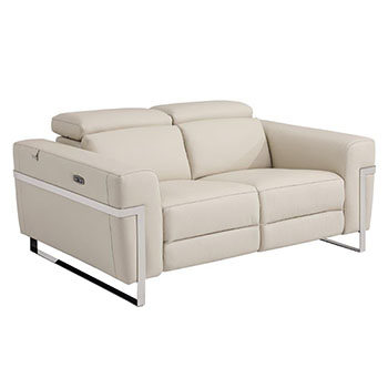Global United Furniture 990 Power Reclining Italian Leather Loveseat in Beige color. 990-beige-loveseat