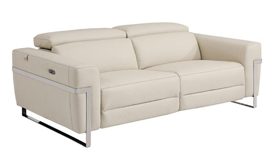 Global United Furniture 990 Power Reclining Italian Leather Sofa in Beige color. 990-beige-sofa