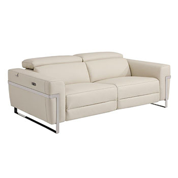 Global United Furniture 990 Power Reclining Italian Leather Sofa in Beige color. 990-beige-sofa