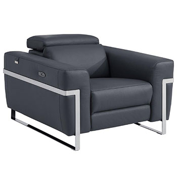 Global United Furniture 990 Power Reclining Italian Leather Chair in Dark Gray color. 990-dark-gray-chair