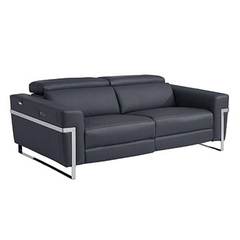 Global United Furniture 990 Power Reclining Italian Leather Sofa in Dark Gray color. 990-dark-gray-sofa