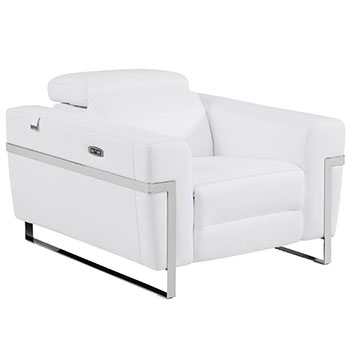 Global United Furniture 990 Power Reclining Italian Leather Chair in White color. 990-white-chair