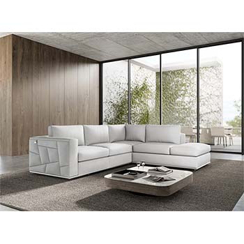 Global United Furniture 998 Top Grain Italian Leather RAF Sectional Sofa in White color. 998-white-raf