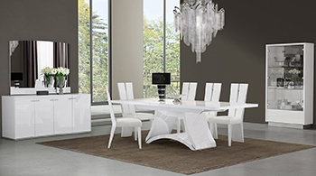 Global United D313 - Dining Table and 6 Chair Set in White Color.