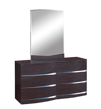 Global United Wynn - Dresser with Mirror in Wenge Color.