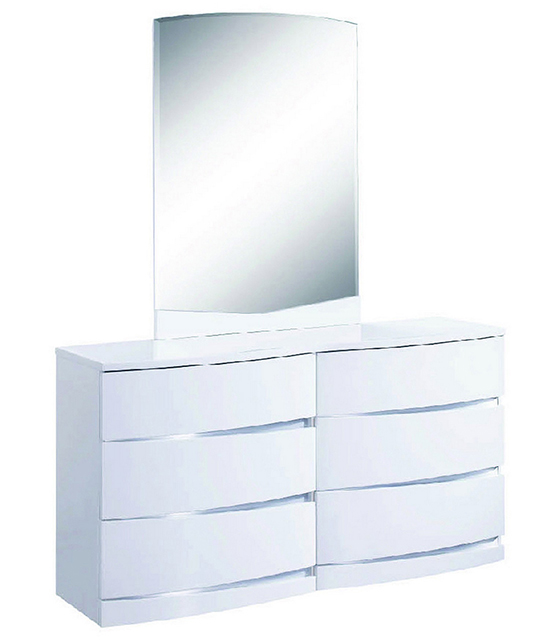 Global United Wynn Dresser With, White Horizontal Dresser With Mirror