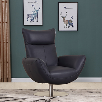 Global United C74 - Genuine Italian Leather Lounge Chair in Navy color.