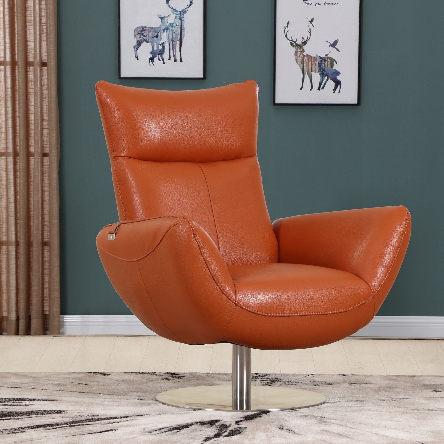 Global United C74 Genuine Italian Leather Lounge Chair