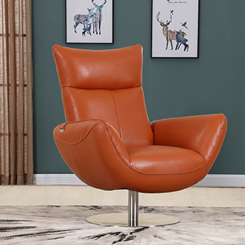 Global United C74 - Genuine Italian Leather Lounge Chair in Orange color.