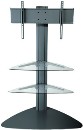 26"–50" Stand with 2 Smoked Glass Shelves (Black)